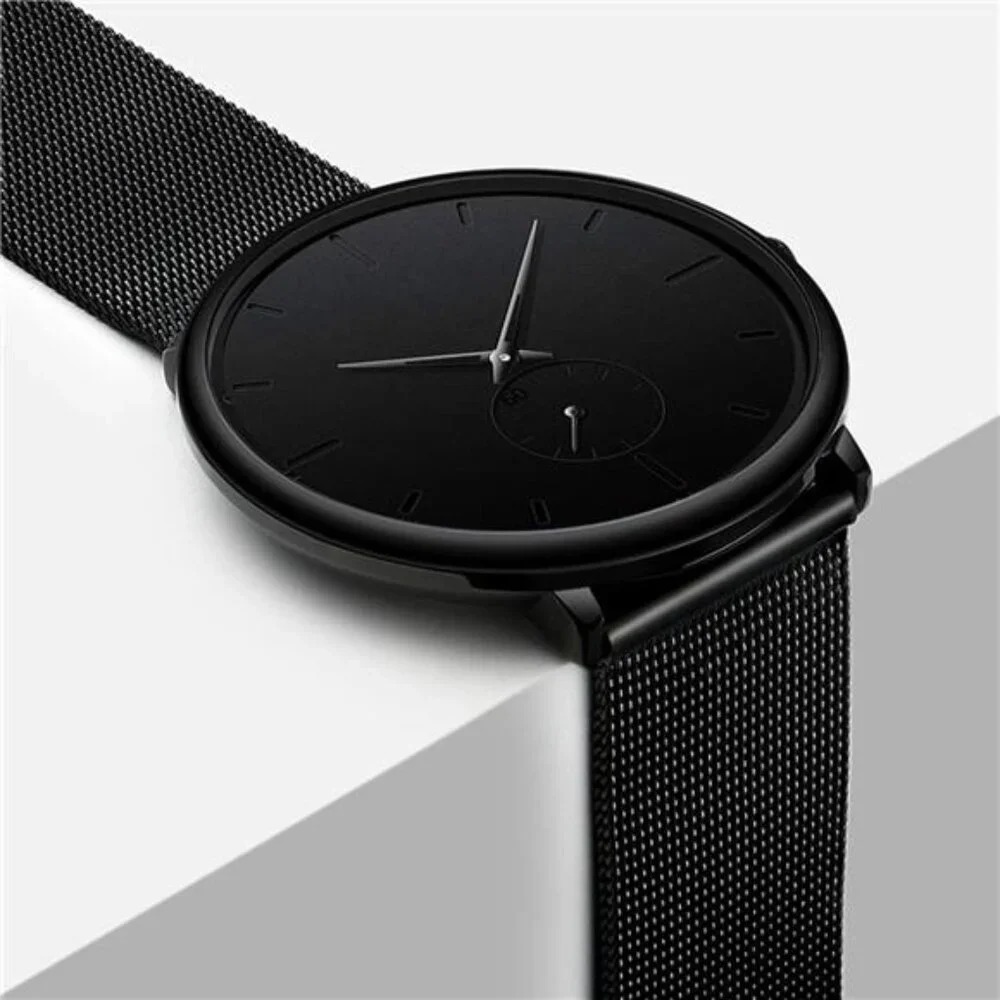 Mens Watches Ultra-Thin Minimalist Waterproof Fashion Wrist Watch Mesh Band